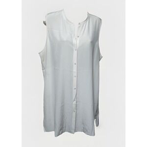 Eileen Fisher Systems 100% Silk Sleeveless Button Shirt Size XL Longline Cottage